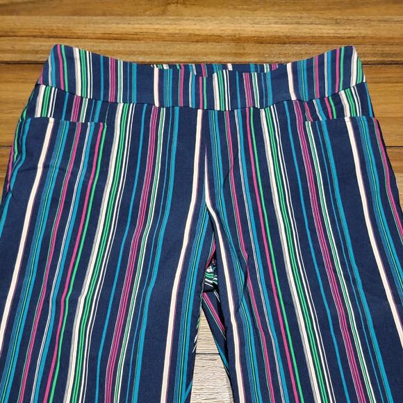 Terra & Sky Multicolor Stripes Pull-On Capri Pants w/ Front Pockets - ox (14W) - Picture 2 of 5